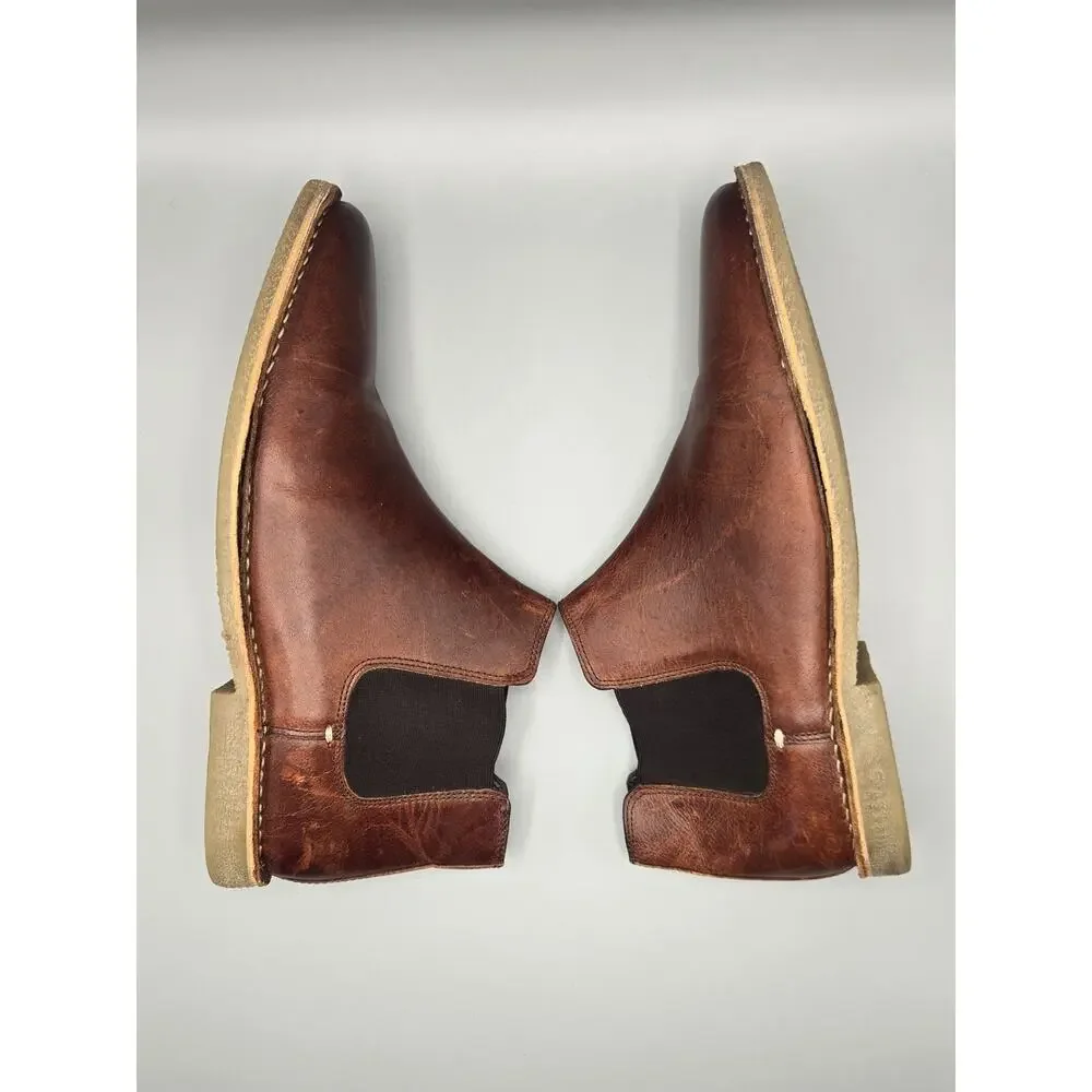 Kenneth Cole Reaction Mens Brown Leather Chelsea Boots Size 10.5 Ankle Boots
